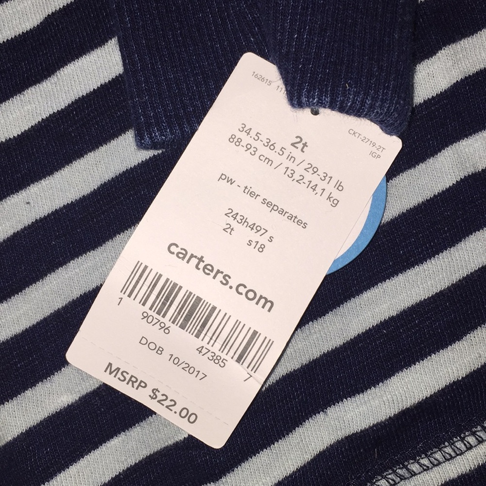 Carter’s boys 2t striped long sleeve shirt - Picture 3 of 8